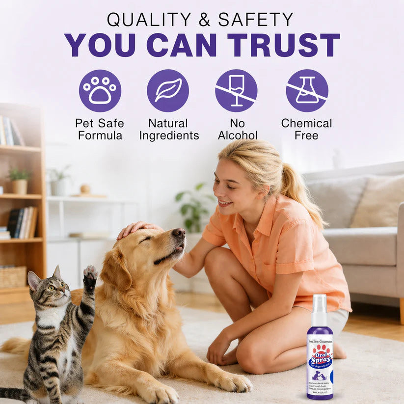 Advanced Pet Oral Spray | Fresh Breath, Plaque Biofilm & Gum Care — No Brushing