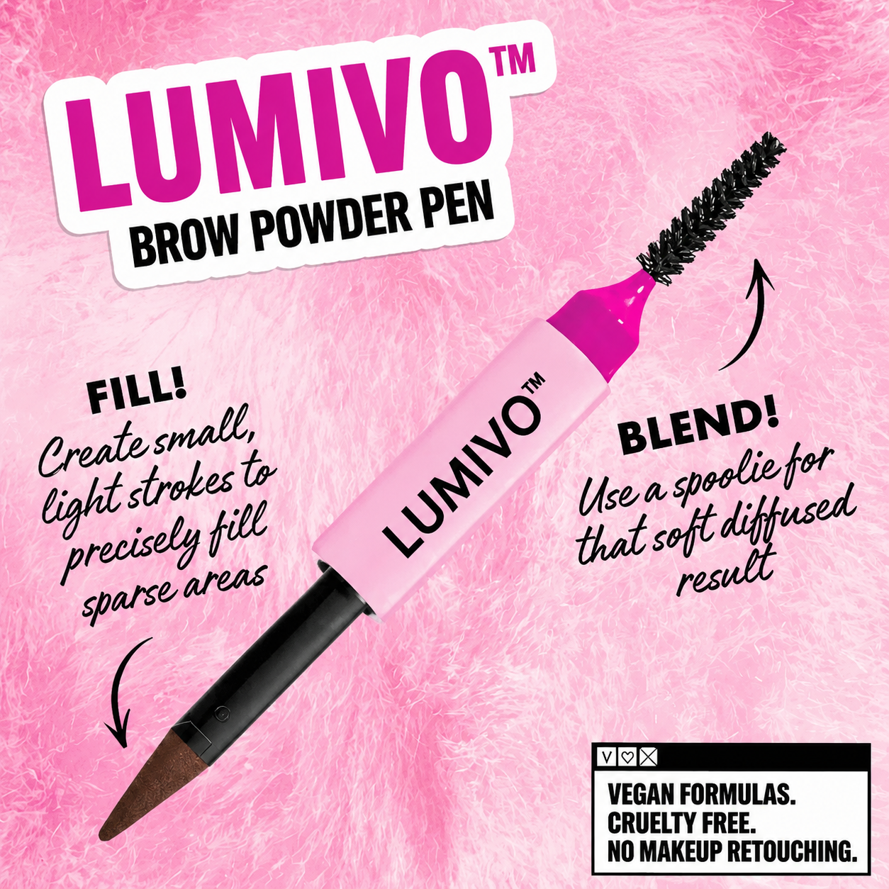 LUMIVO™ Brow Powder Pen, 24H Wear, Cream To Powder Eyebrow, Transfer-Resistant Formula,  Professional Makeup💄