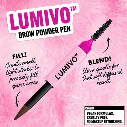LUMIVO™ Brow Powder Pen, 24H Wear, Cream To Powder Eyebrow, Transfer-Resistant Formula,  Professional Makeup💄